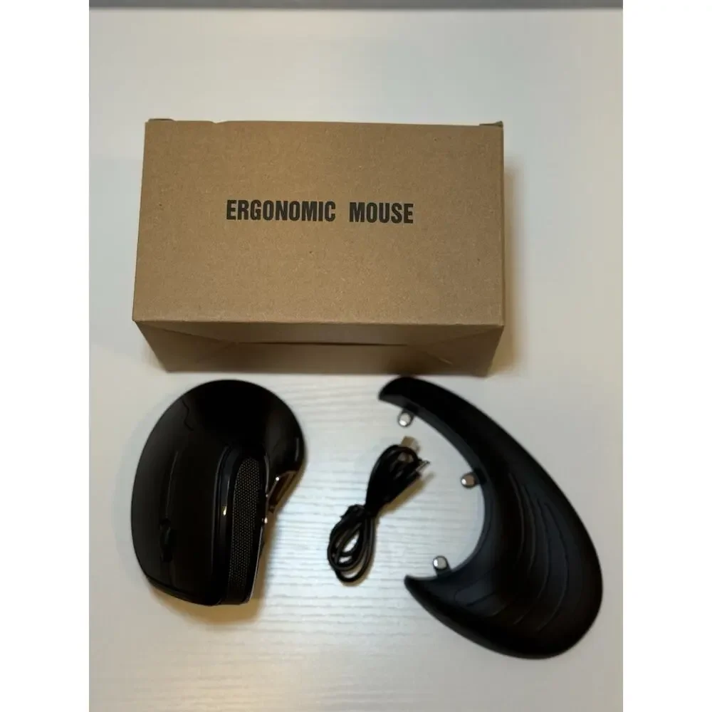 Wireless Ergonomic Vertical Mouse 3600 DPI RGB 6 Buttons USB Rechargeable Black